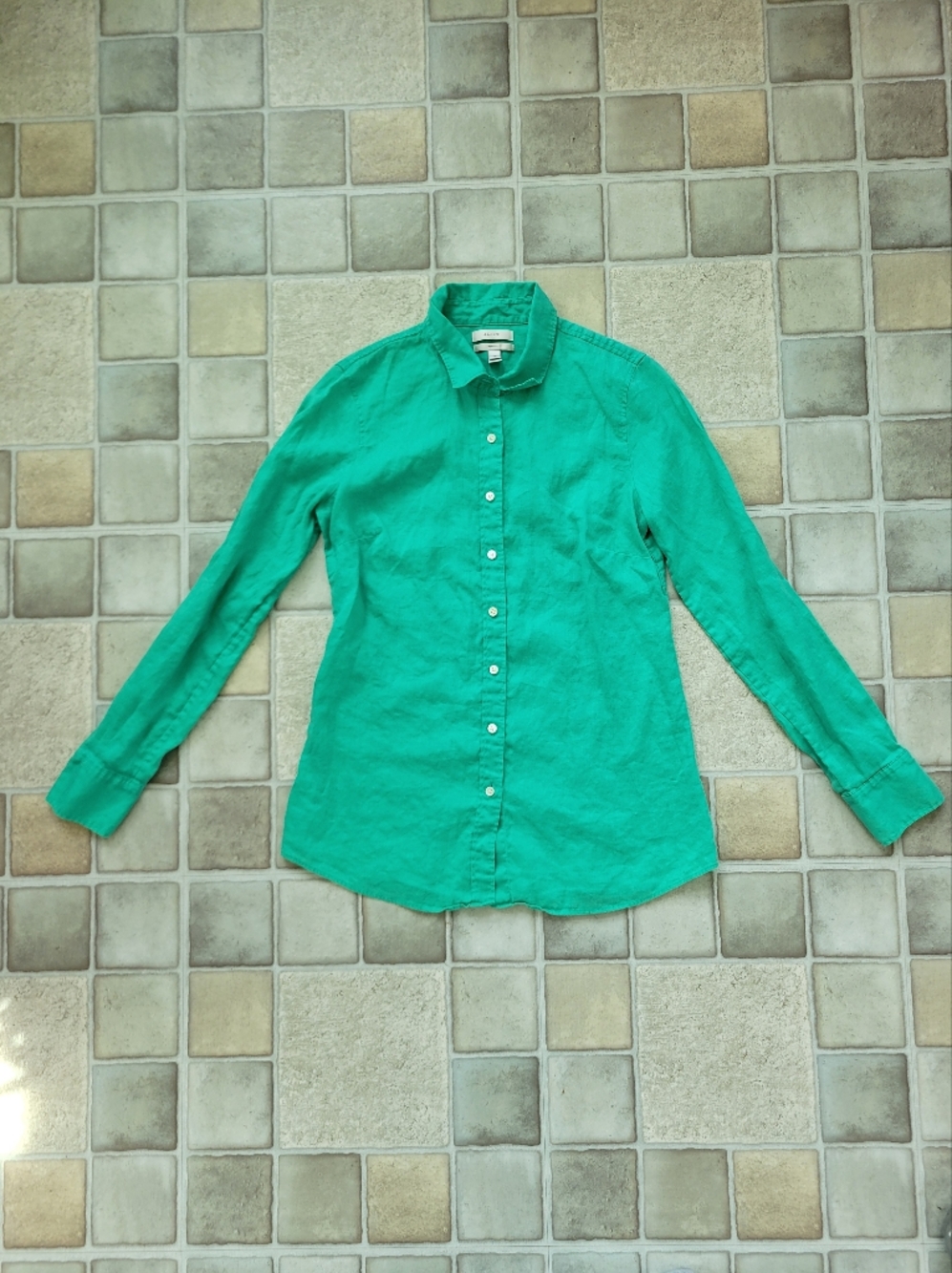 J. Crew Perfect Fit Long Sleeve Button Down Shirt Size 4 100% Linen